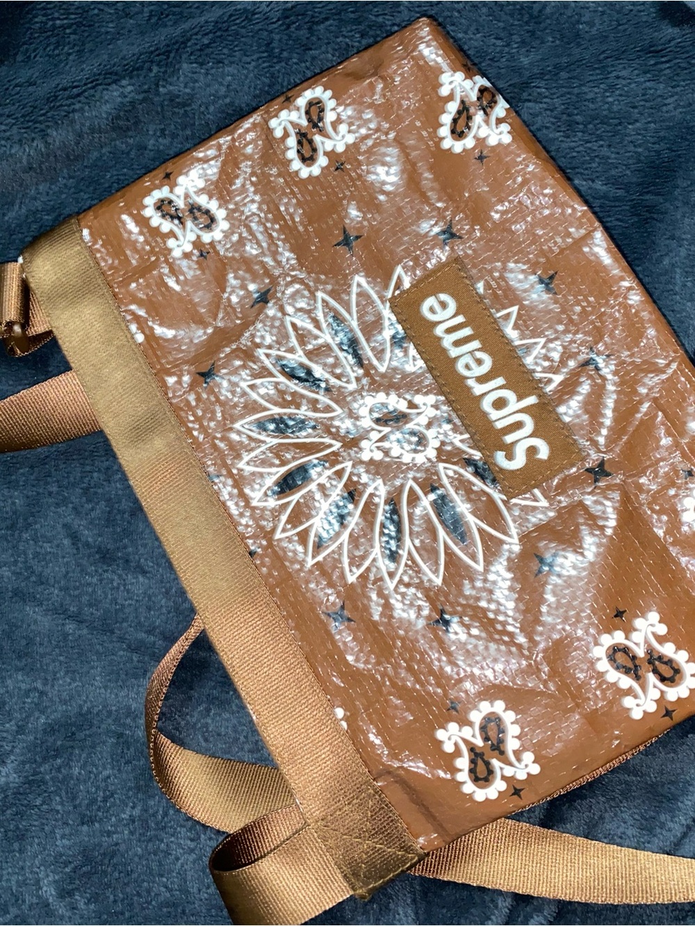 Supreme Brown Bandana-Print Crossbody Tarp Bag